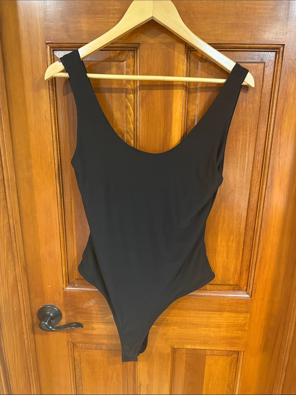 Black Scoop Neck Bodysuit - Women